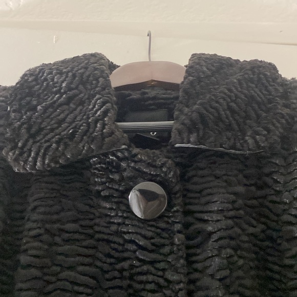 Vintage 60’s Style Heavy Botton Down Black Textured Coat - Picture 4 of 10